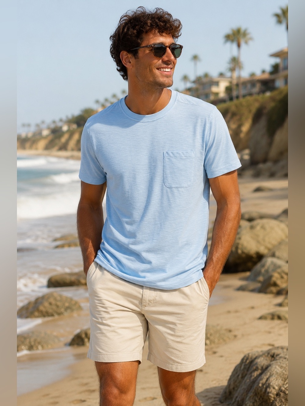 Kona Supply Co. Light Blue Slub Pocket T-Shirt Men’s Large Beach Casual Tee